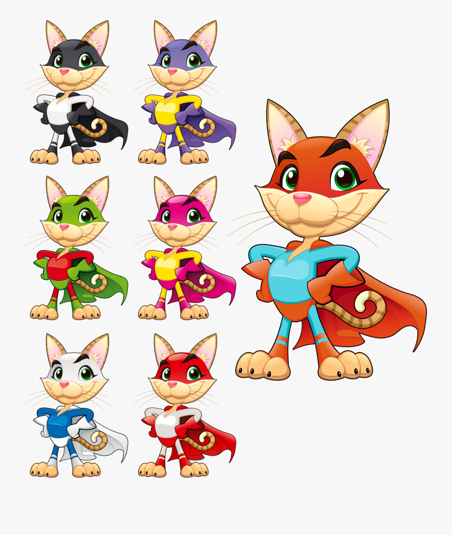 Funny Cat Superhero Vector, Transparent Clipart