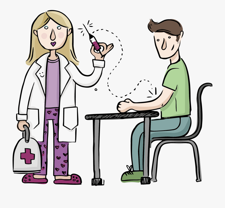 Clip Art Cartoon Picture Of Doctor And Patient - Caricatura Medico Y Paciente, Transparent Clipart