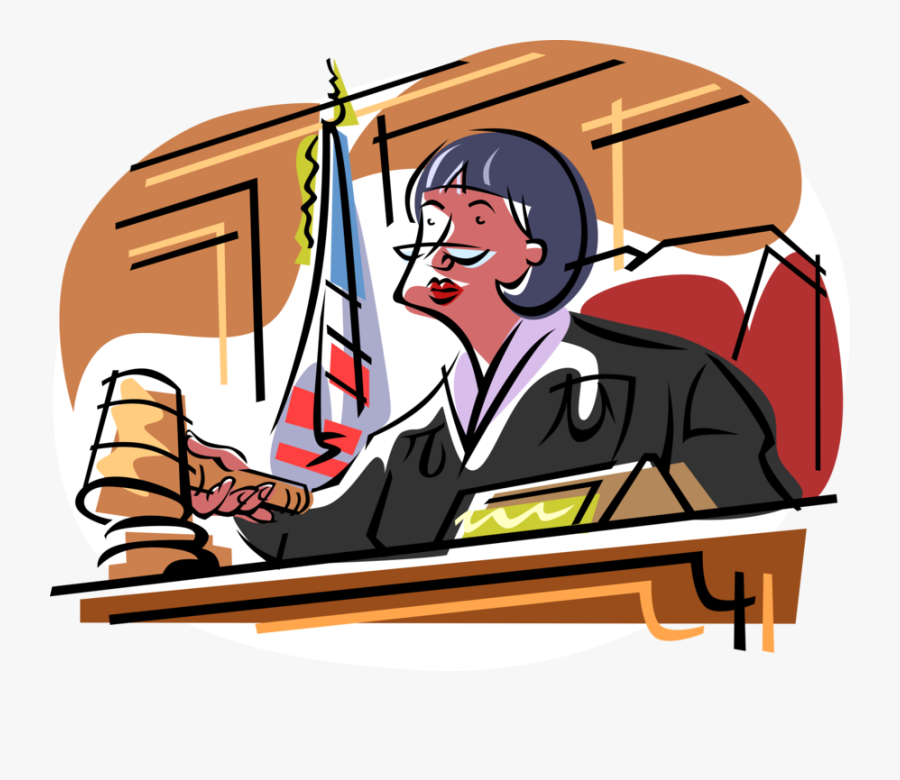 Vector Illustration Of Judicial Judge At Bench In Court - Judge Clipart Transparent Background, Transparent Clipart