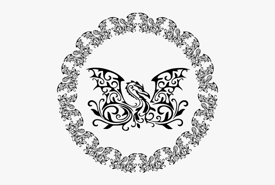 Heart,art,monochrome Photography - Dragon Border Circle, Transparent Clipart