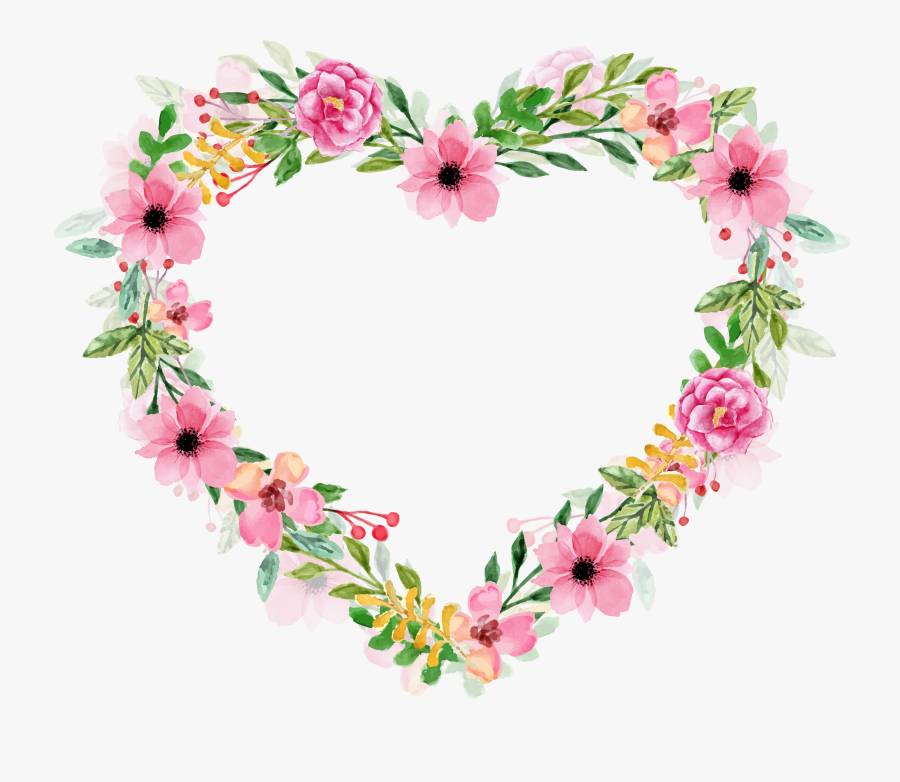 Flower Heart Watercolor Png, Transparent Clipart