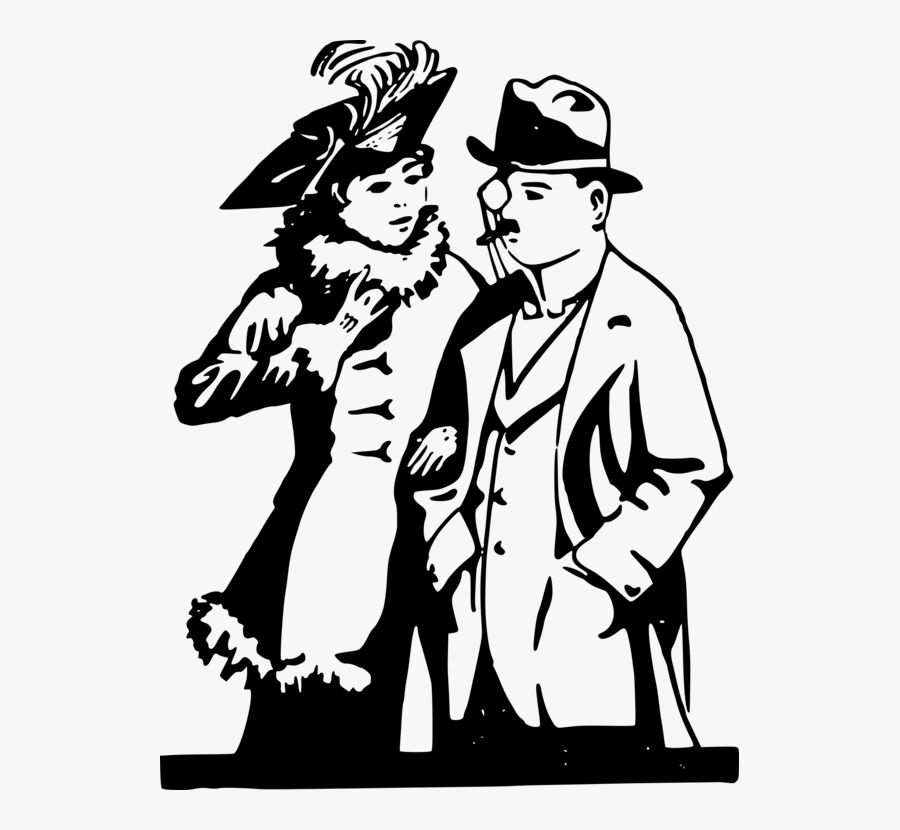 Human Behavior,silhouette,art - Middle Aged Couple Black And White Drawing, Transparent Clipart