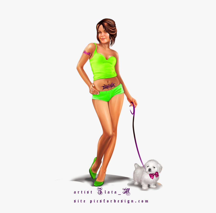 Illustration Girl, Girl Illustrations, 3d Girl, Pinup, - Companion Dog, Transparent Clipart