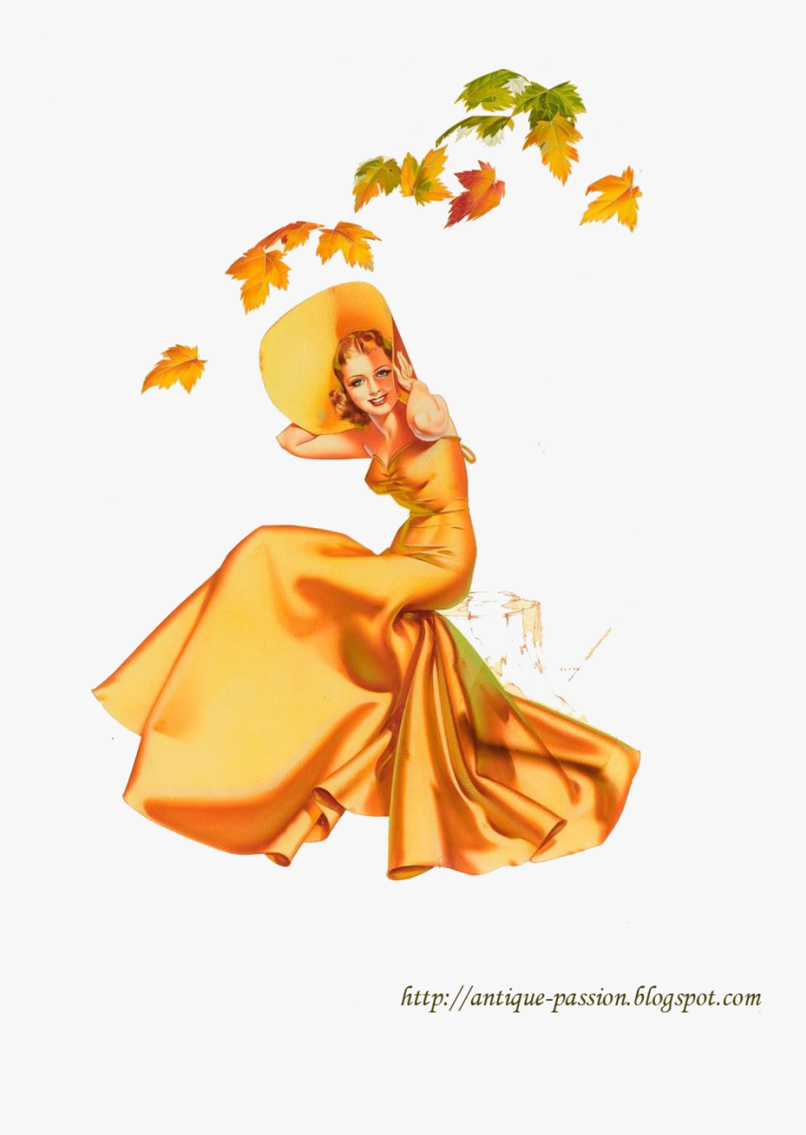 Clip Art Autumn Vintage Pin Up - George Petty, Transparent Clipart