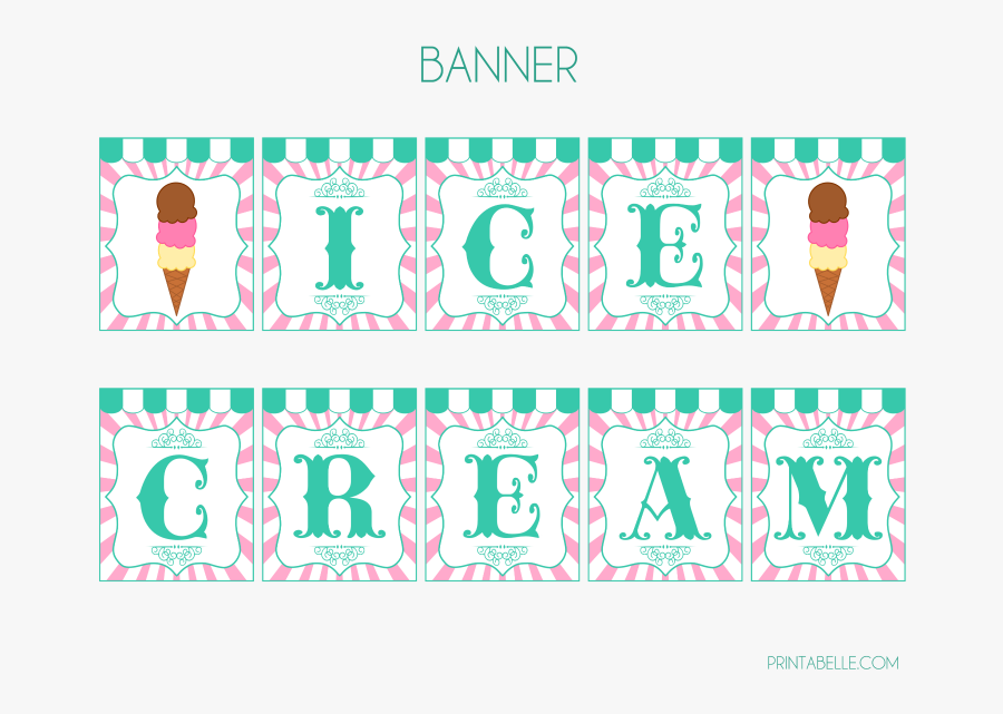 Ice Cream Banner Printable, Transparent Clipart