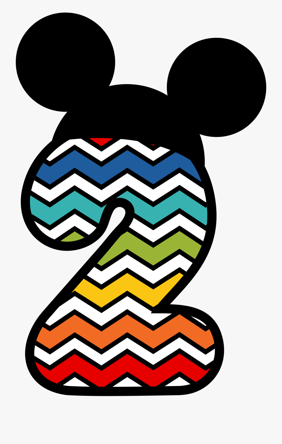 Number Clipart Disney - Numero 2 Mickey Png, Transparent Clipart