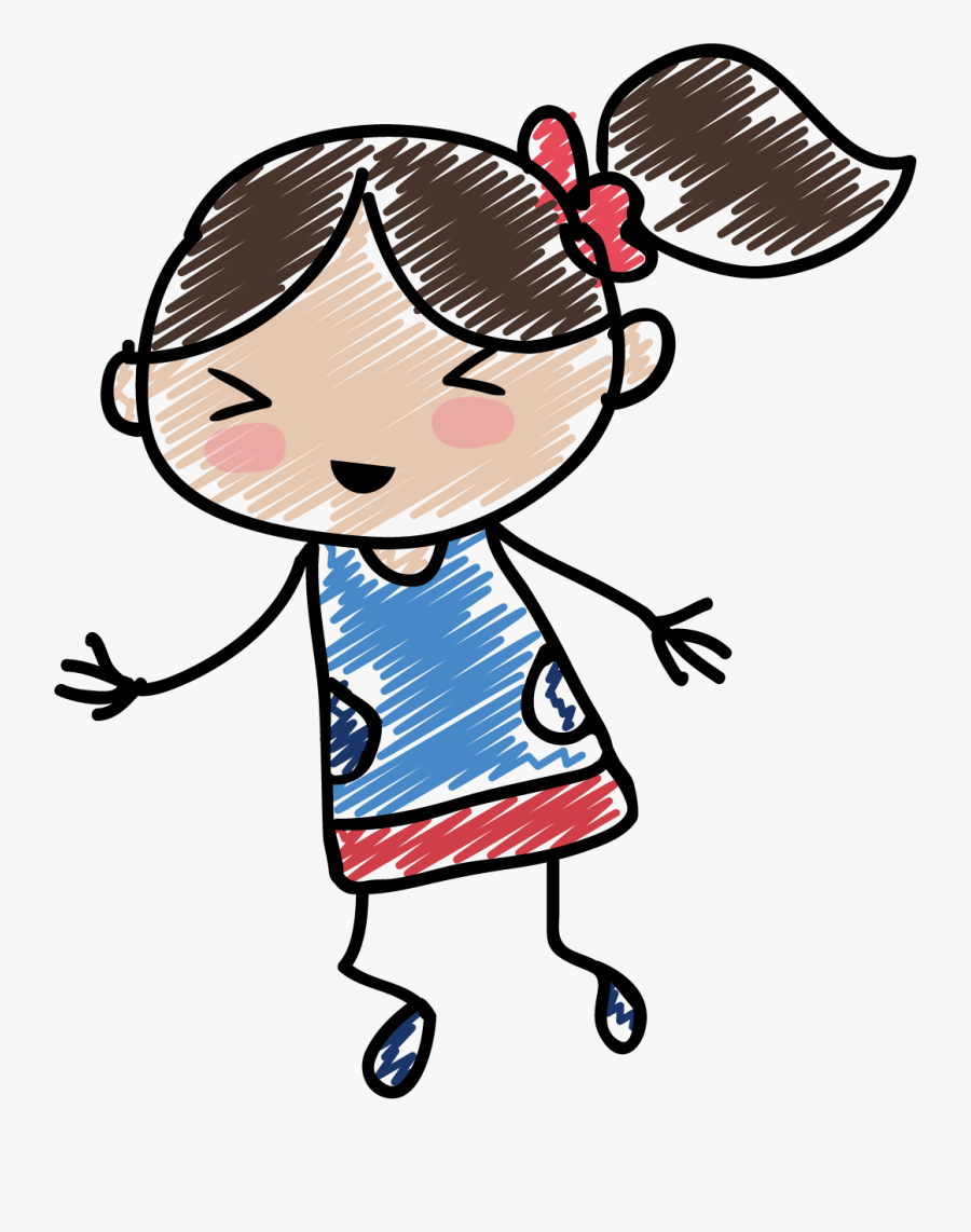 Handmade Kids Clip Art - 小 女孩 卡通 手绘, Transparent Clipart