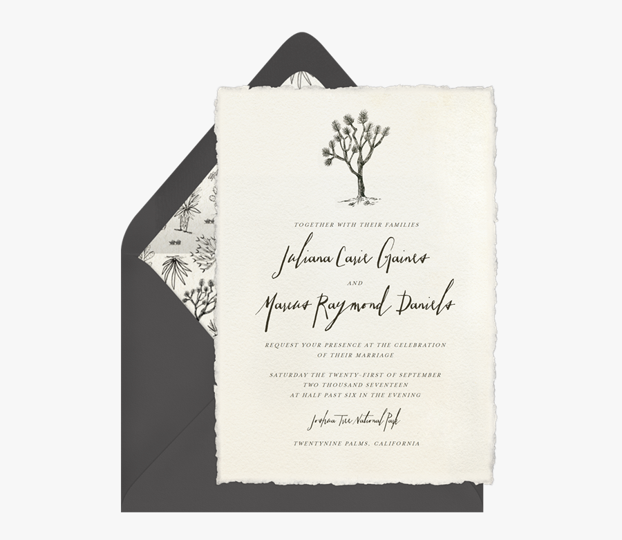 Clip Art Joshua In Creme Greenvelope - Wedding Calligraphy Joshua Tree, Transparent Clipart
