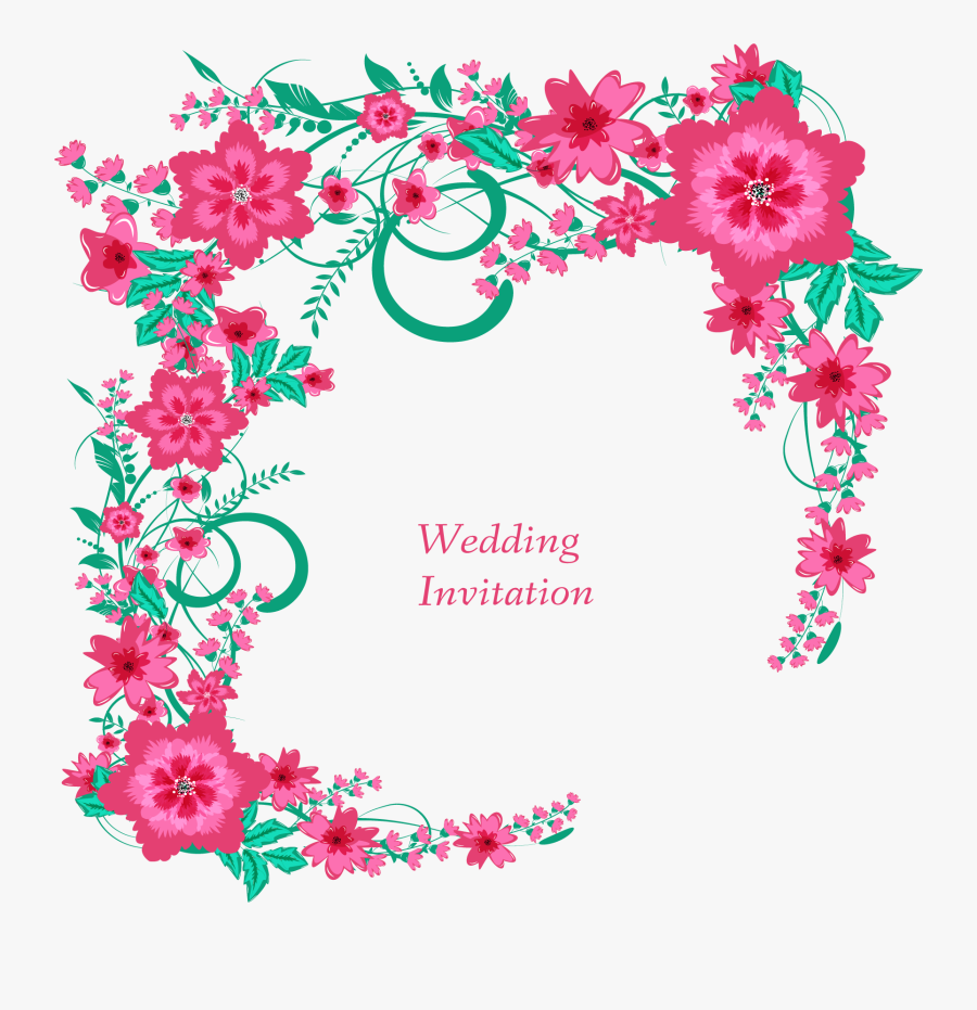 Transparent Bridal Shower Flower Clipart - Border Png Floral Design For Invitation, Transparent Clipart