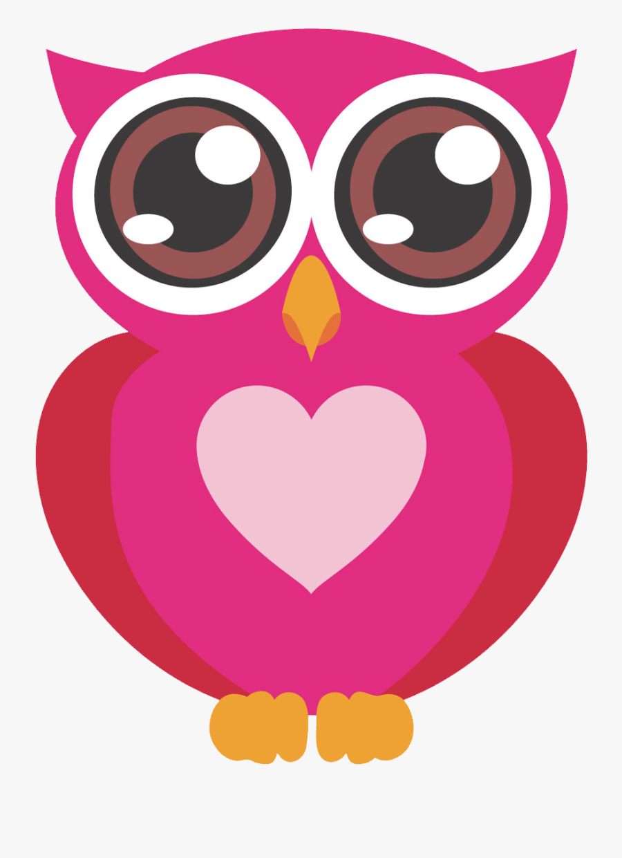 Corujinha Rosa - Cartoon Owl Big Eyes, Transparent Clipart