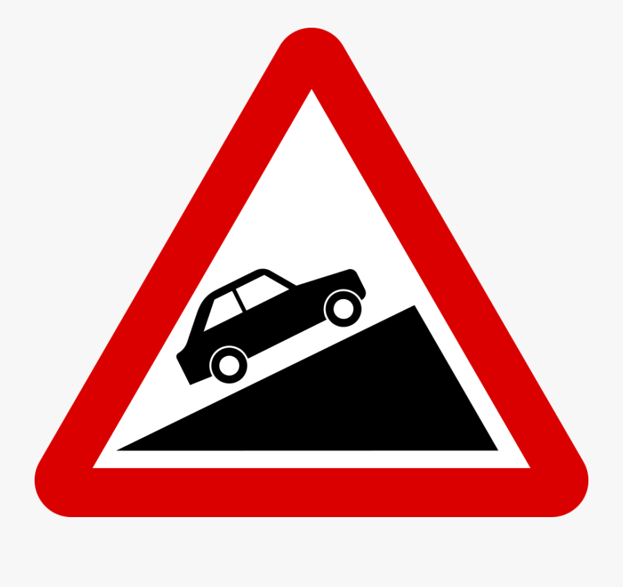 Singapore Road Signs - Steep Hill Road Sign, Transparent Clipart