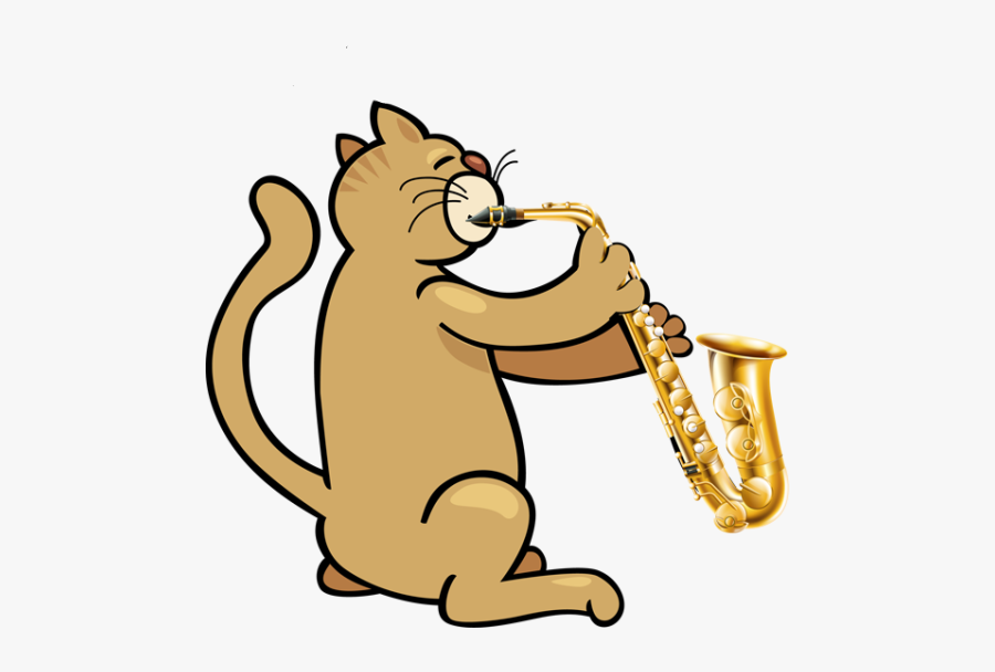 Clip Art Forgetmenot Players - Cat Playing A Alto Sax, Transparent Clipart