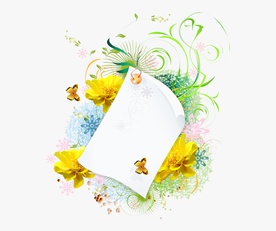 Clip Art Forgetmenot Parchments With Flowers, Transparent Clipart