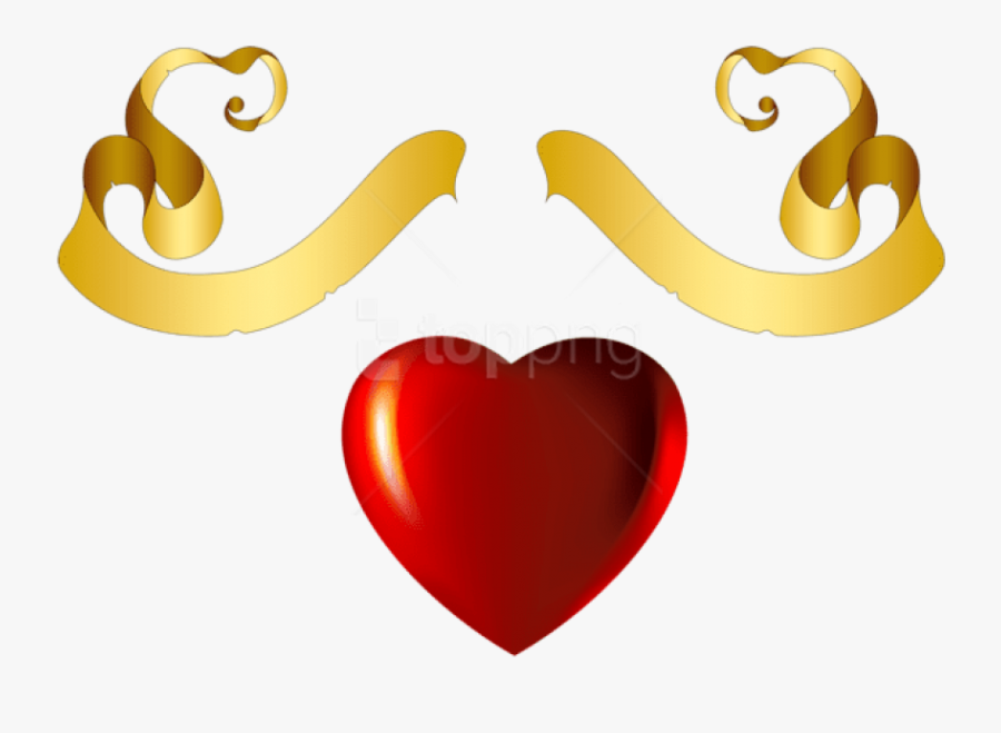 Heart Banner Png - Gold Heart Vector Png Transparent, Transparent Clipart