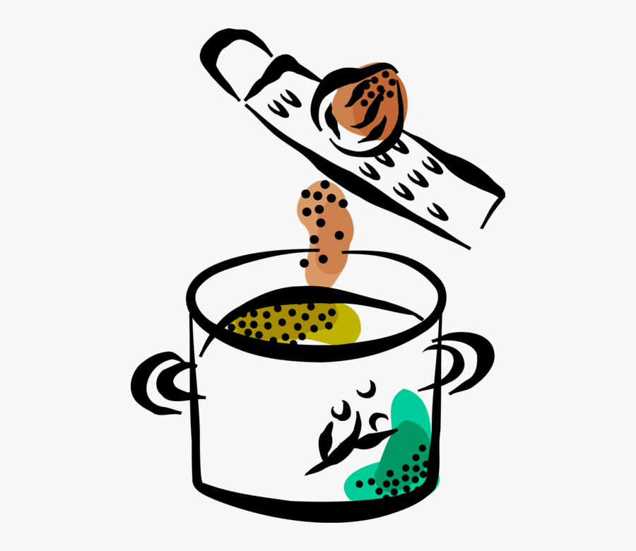 Vector Illustration Of Grated Truffle Fungus In Soup, Transparent Clipart