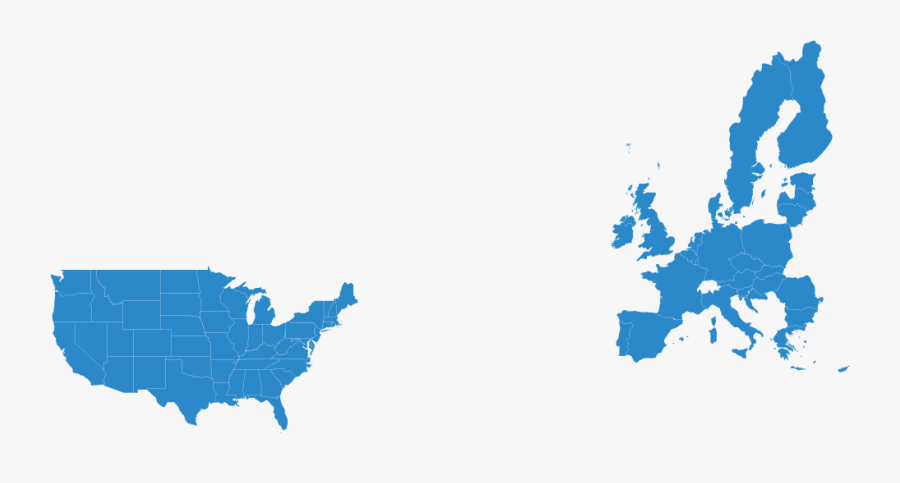 Transparent Map Of Usa Png - Us And Eu Map, Transparent Clipart