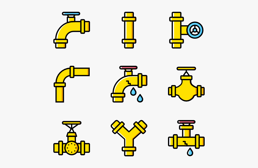 Water Pipe Flow Icons, Transparent Clipart