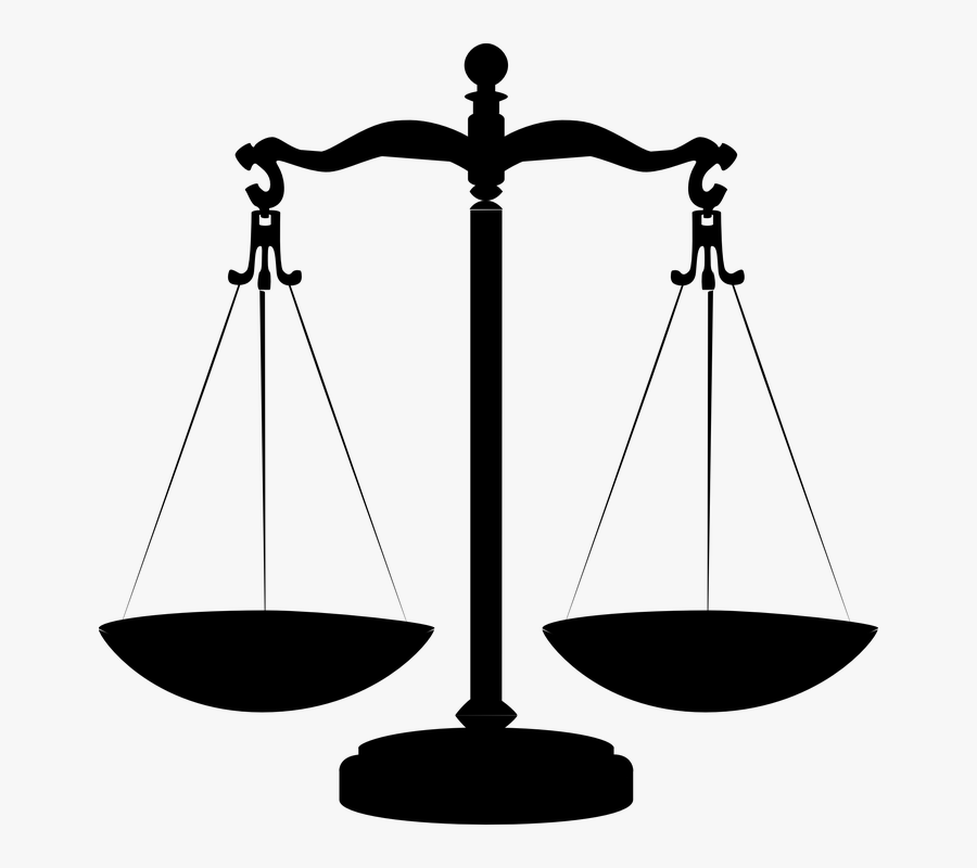 Scales, Justice, Balanced, Black, Silhouette, Empty - Scales Of Justice, Transparent Clipart