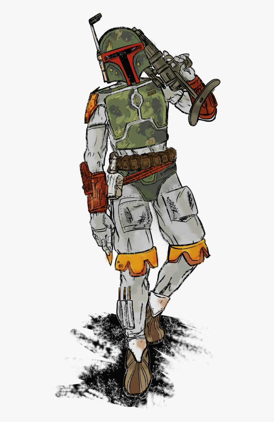 Transparent Boba Png - Mandalorian Drawing, Transparent Clipart