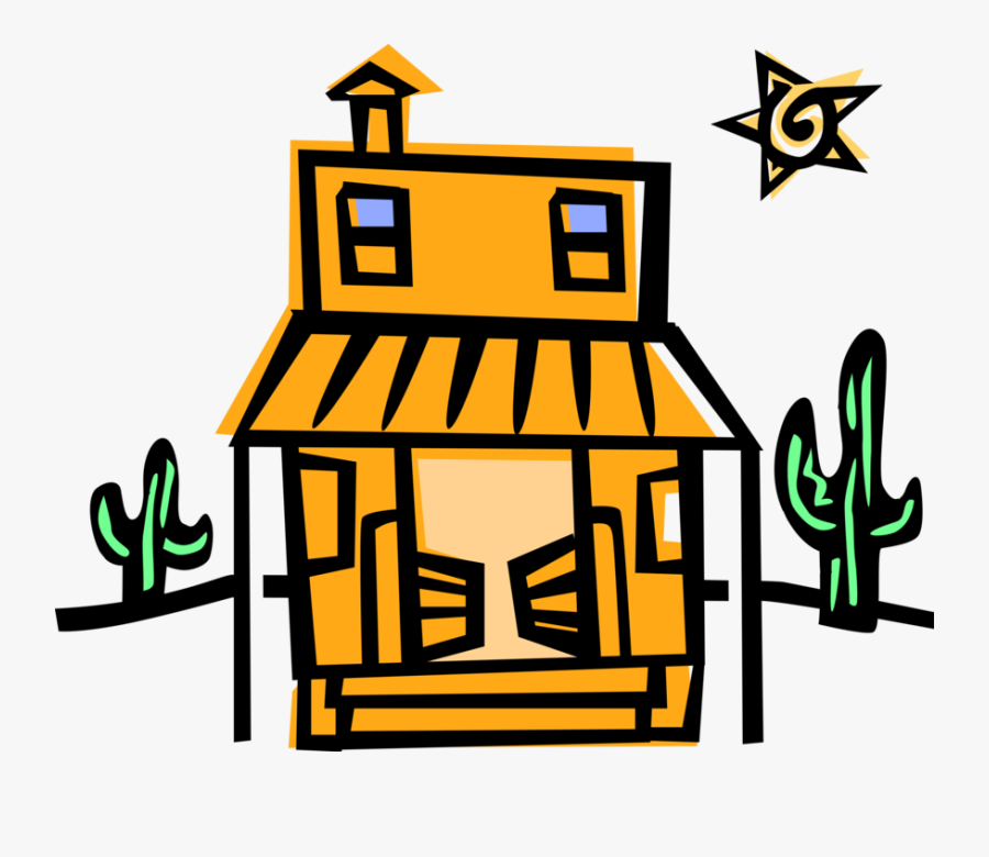 Vector Illustration Of American Old West Western Saloon - Clip Art, Transparent Clipart