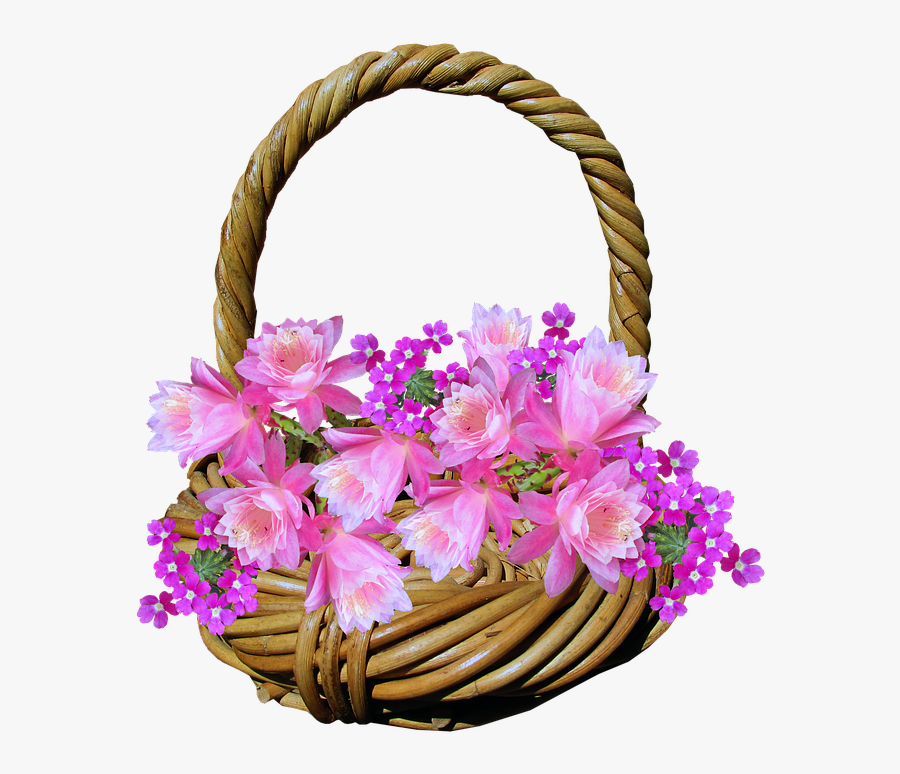 Basket Flowers Cactus - Flowers Basket Png Clipart, Transparent Clipart