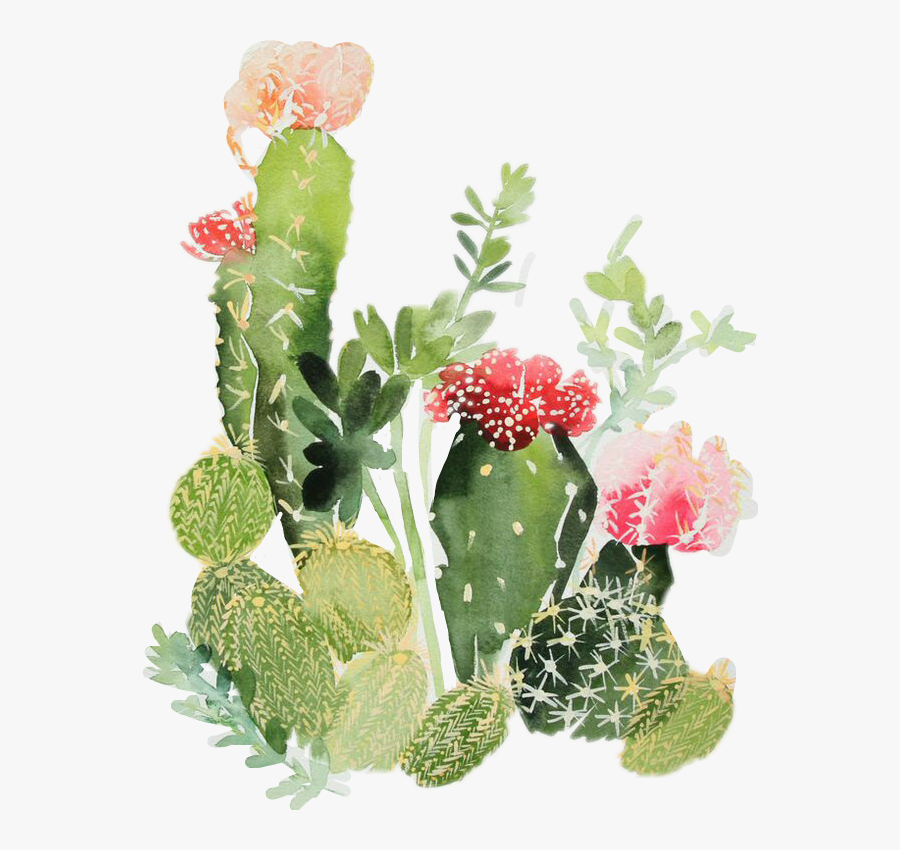Nopales Sticker By Marina - Watercolor Cactus Png , Free Transparent ...