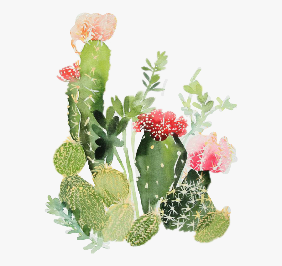 Nopales Sticker By Marina - Watercolor Cactus Png, Transparent Clipart