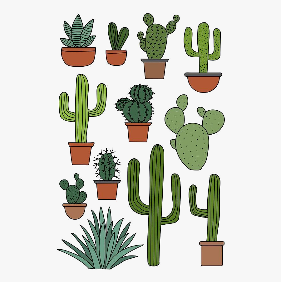 Cactus Clipart Set Doodles Art Transparent Png - Cactus Clipart, Transparent Clipart