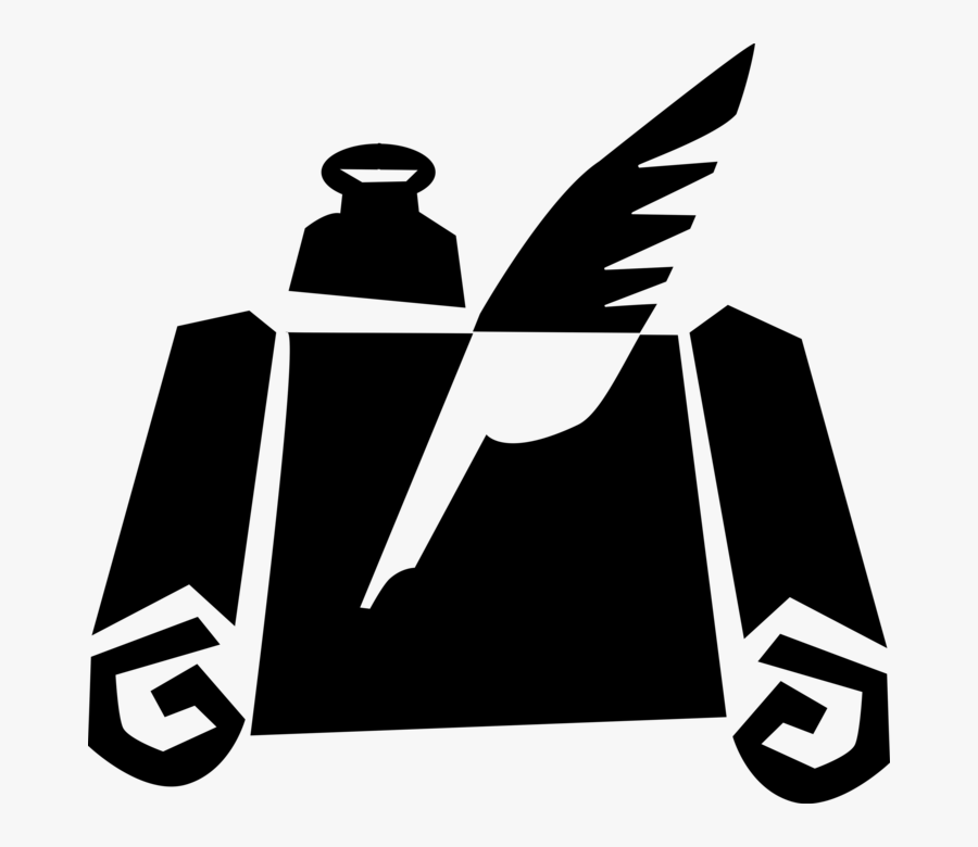 Vector Illustration Of Parchment And Feather Quill - Illustration, Transparent Clipart