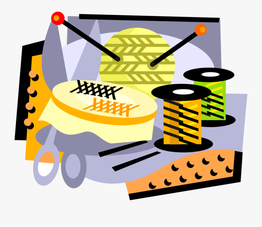 Vector Illustration Of Knitting And Sewing Needle And - Yarn, Transparent Clipart