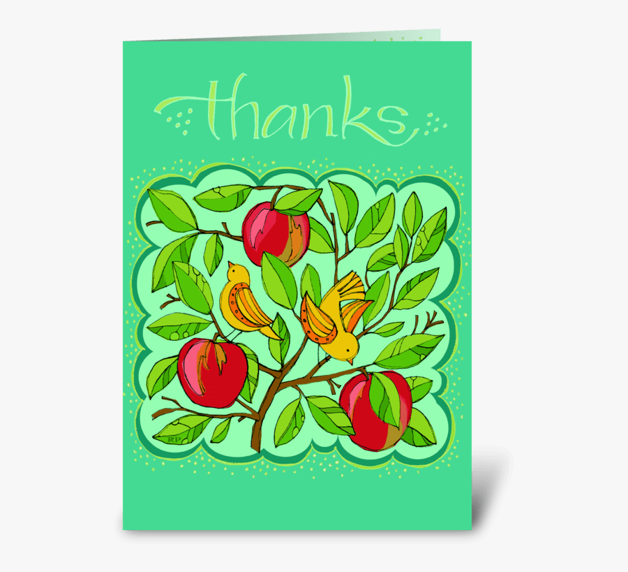 Apple Bird Thank You Greeting Card - Greeting Card, Transparent Clipart