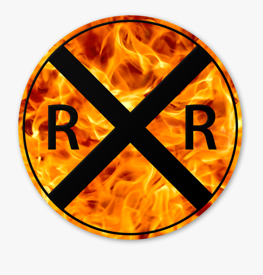 Railroad Sign On Fire - Rr Railroad Crossing Sign, Transparent Clipart