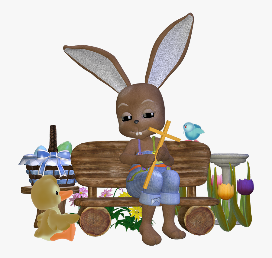 Easter Bunny With Duck - Cartoon, Transparent Clipart