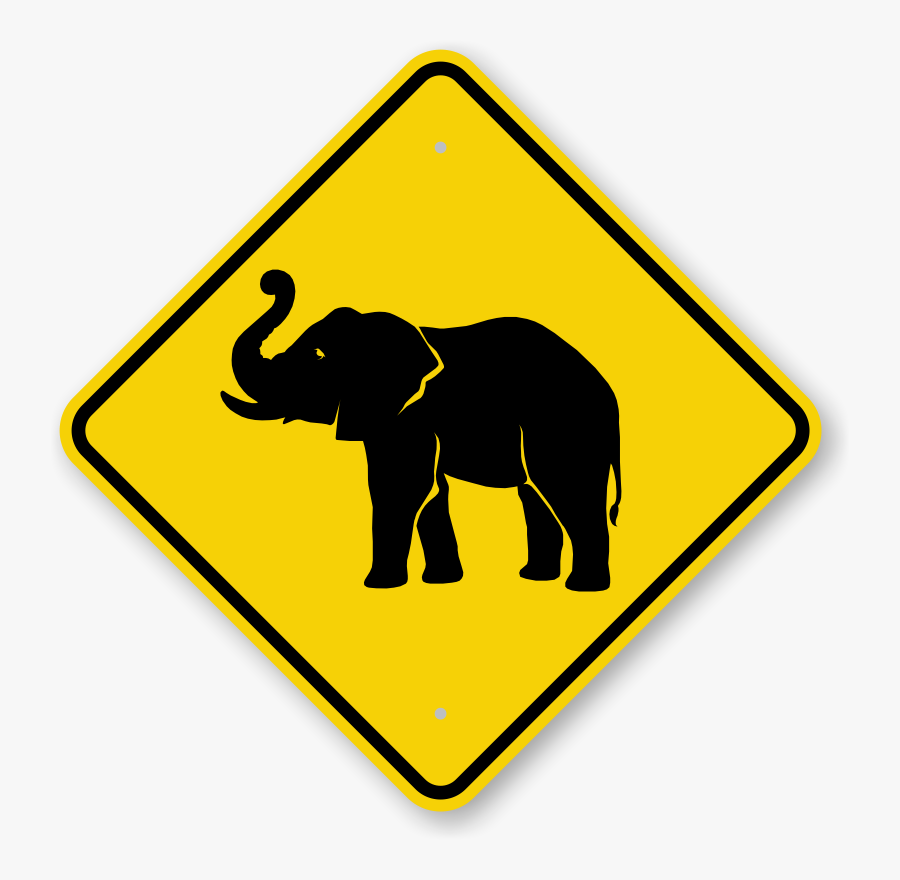 Dinosaur Crossing Road Sign Tattoo - Elephant Crossing Sign Png, Transparent Clipart