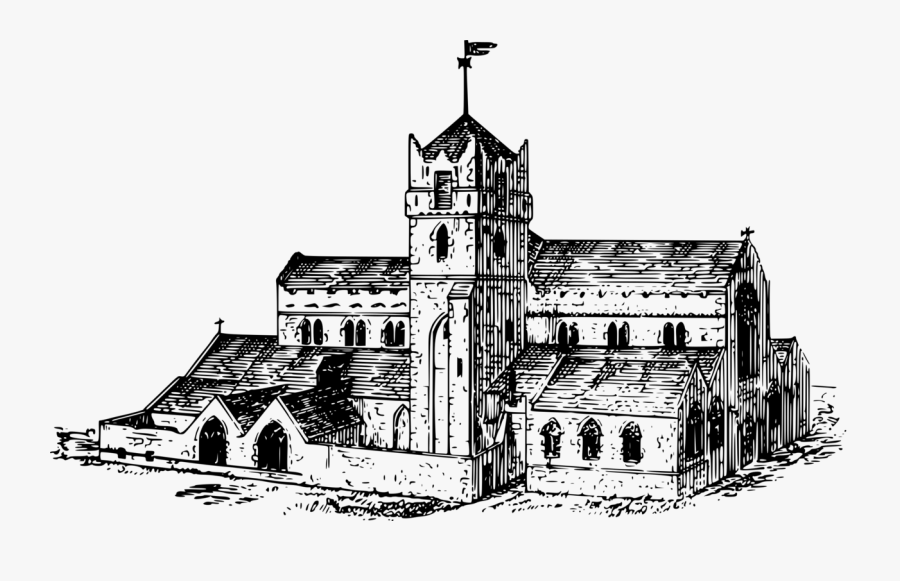 Chă˘teau,monochrome Photography,cathedral - Gotic Architecture Sketch, Transparent Clipart