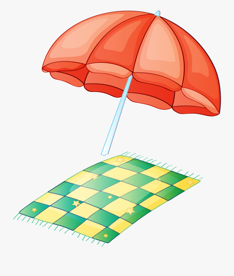 Blanket Clipart Png - Beach Blanket And Umbrella, Transparent Clipart