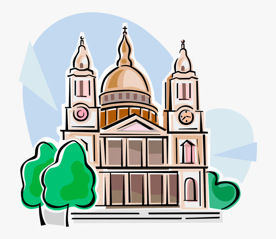Vector Illustration Of St Paul"s Cathedral Church, - St Paul's Cathedral Clipart, Transparent Clipart