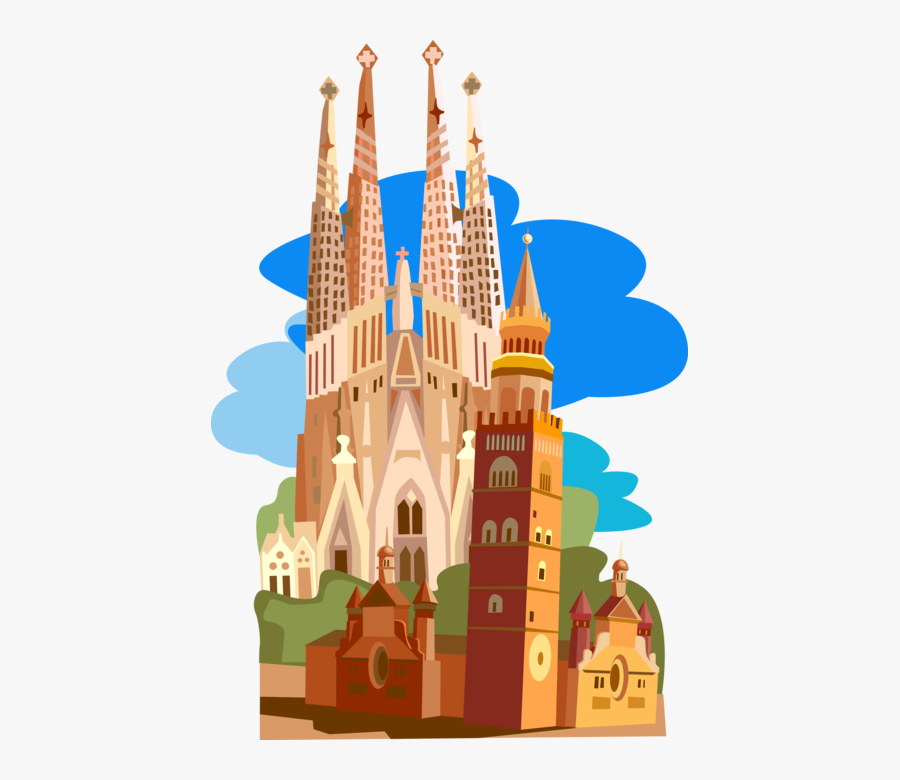Vector Illustration Of La Sagrada Família Basilica - La Sagrada Familia Png, Transparent Clipart