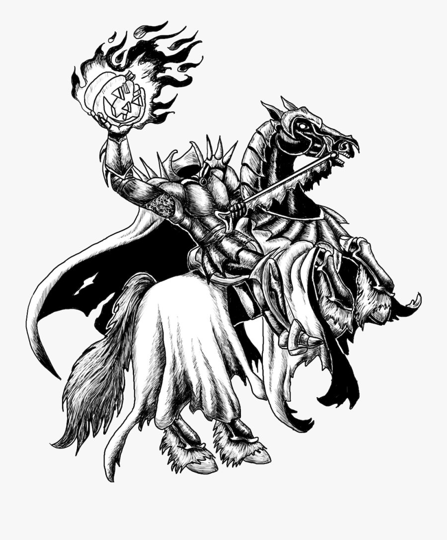 The Legend Of Sleepy Hollow Ichabod Crane Headless - Headless Horseman Line Art, Transparent Clipart