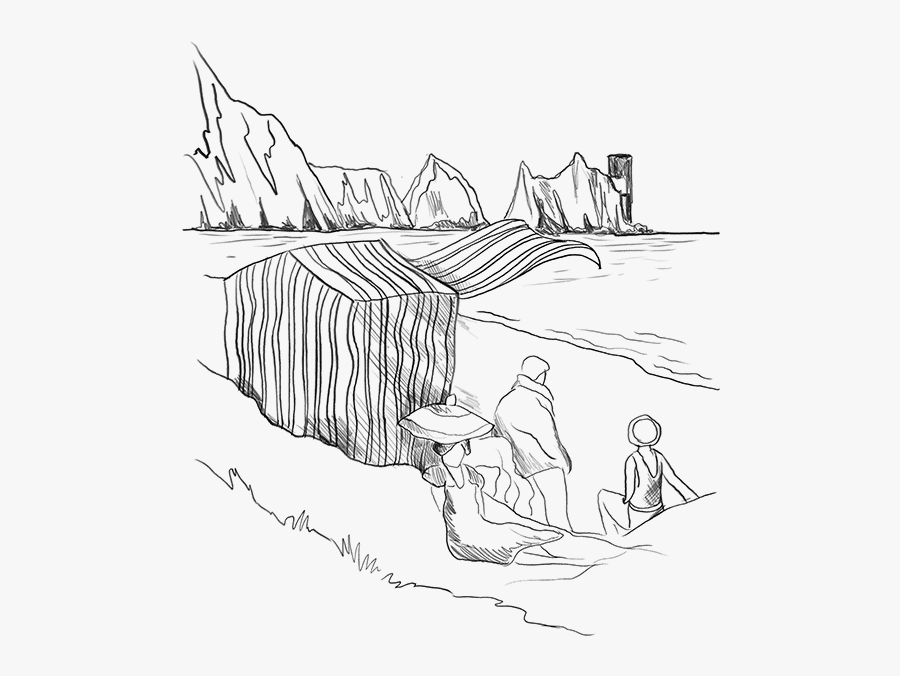 Drawn House Beach - Drawing Cartoon Houses On The Park Line Drawing, Transparent Clipart