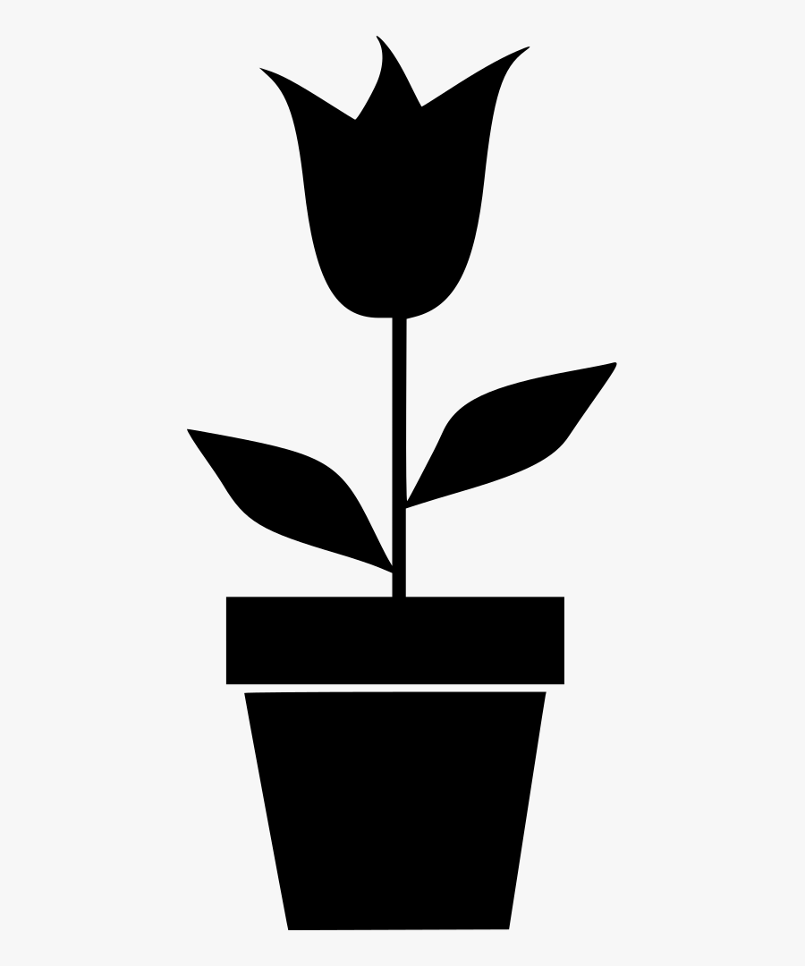 Silhouette Flowers In Pot Clipart , Png Download - Flower Pot Cartoon Png, Transparent Clipart