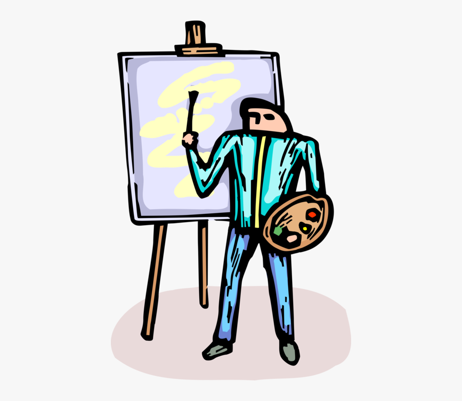 Vector Illustration Of Visual Arts Artist Paints Painting, Transparent Clipart