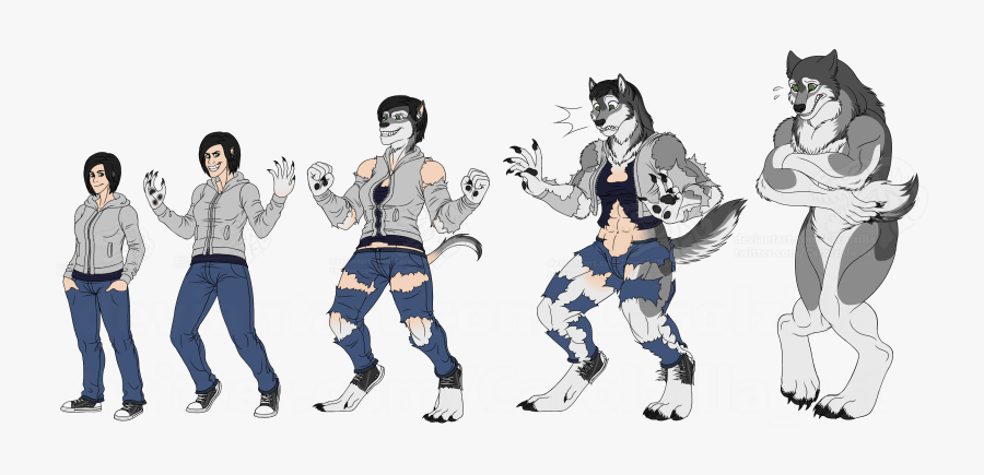 Clumsy Werewolf Transformation - Anime Werewolf Transformation, Transparent Clipart