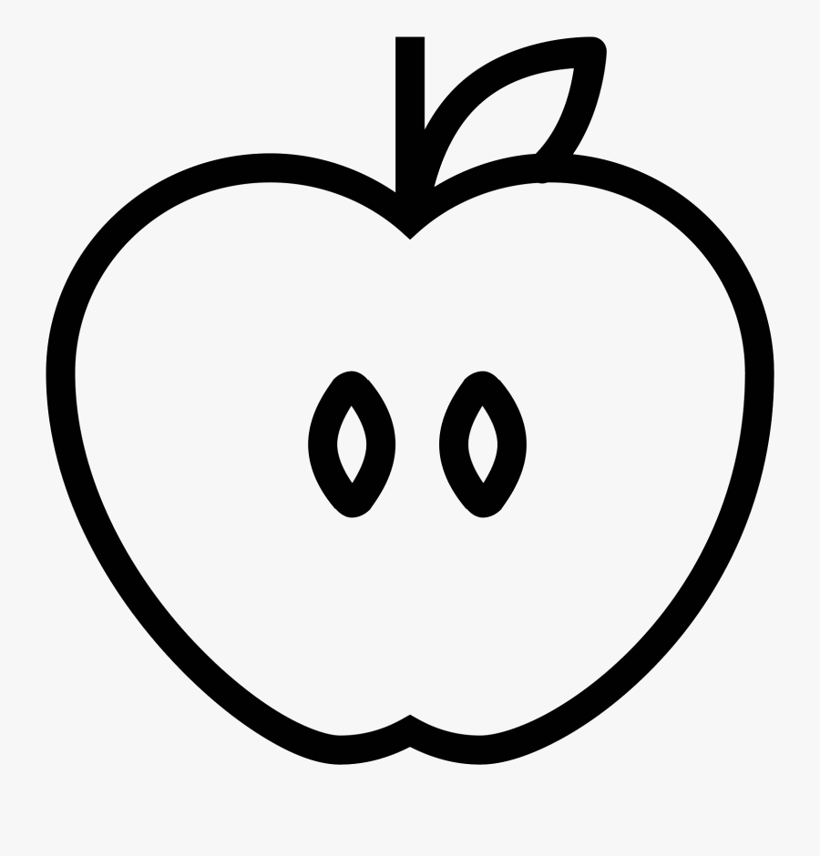 Transparent Half Heart Png - Apple Half Clipart Black And White, Transparent Clipart