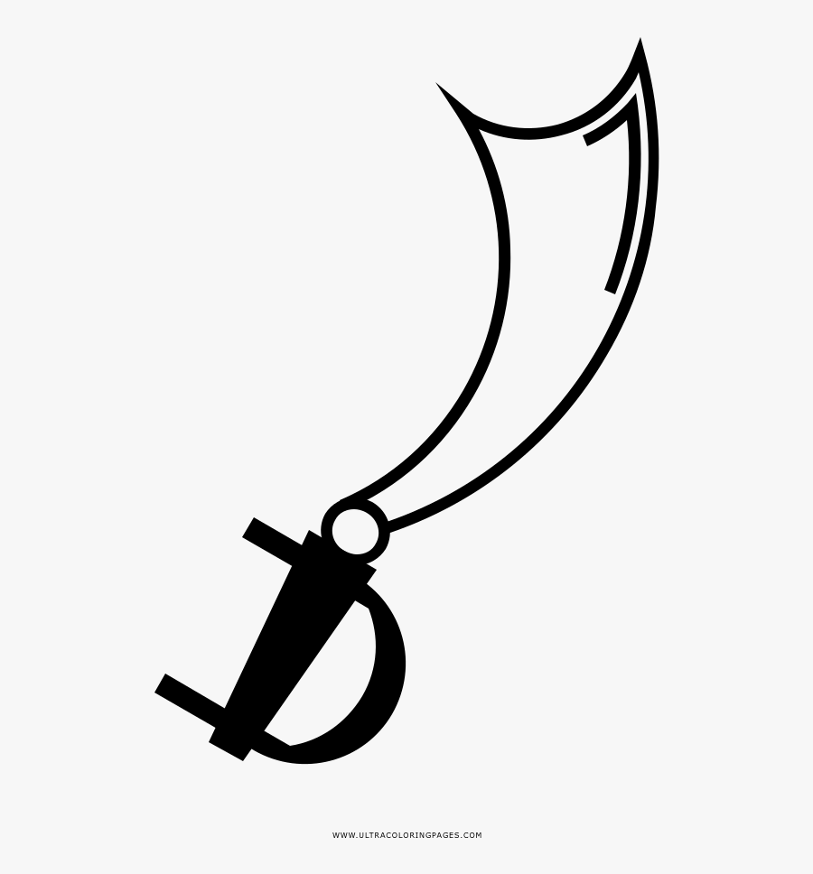 Pirate Sword Coloring Page - Sword, Transparent Clipart