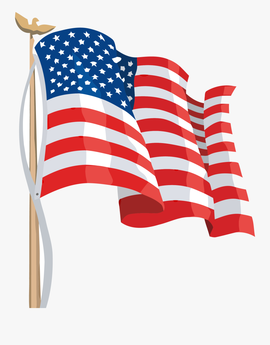 Flag Of The United States Clip Art - Wavy American Flag Drawing, Transparent Clipart