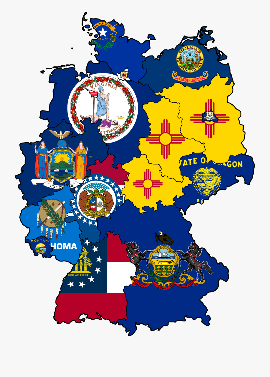 Flag Map Us With - Us States Flag Map, Transparent Clipart