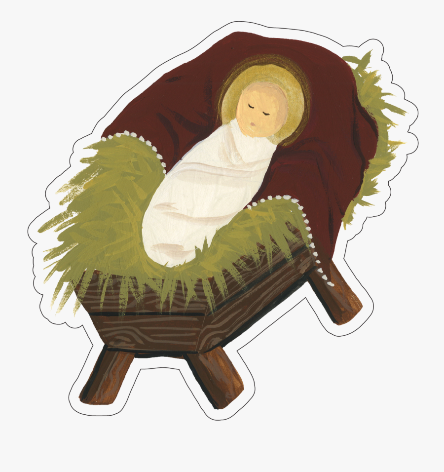 Jesus In A Manger Print & Cut File - Illustration, Transparent Clipart