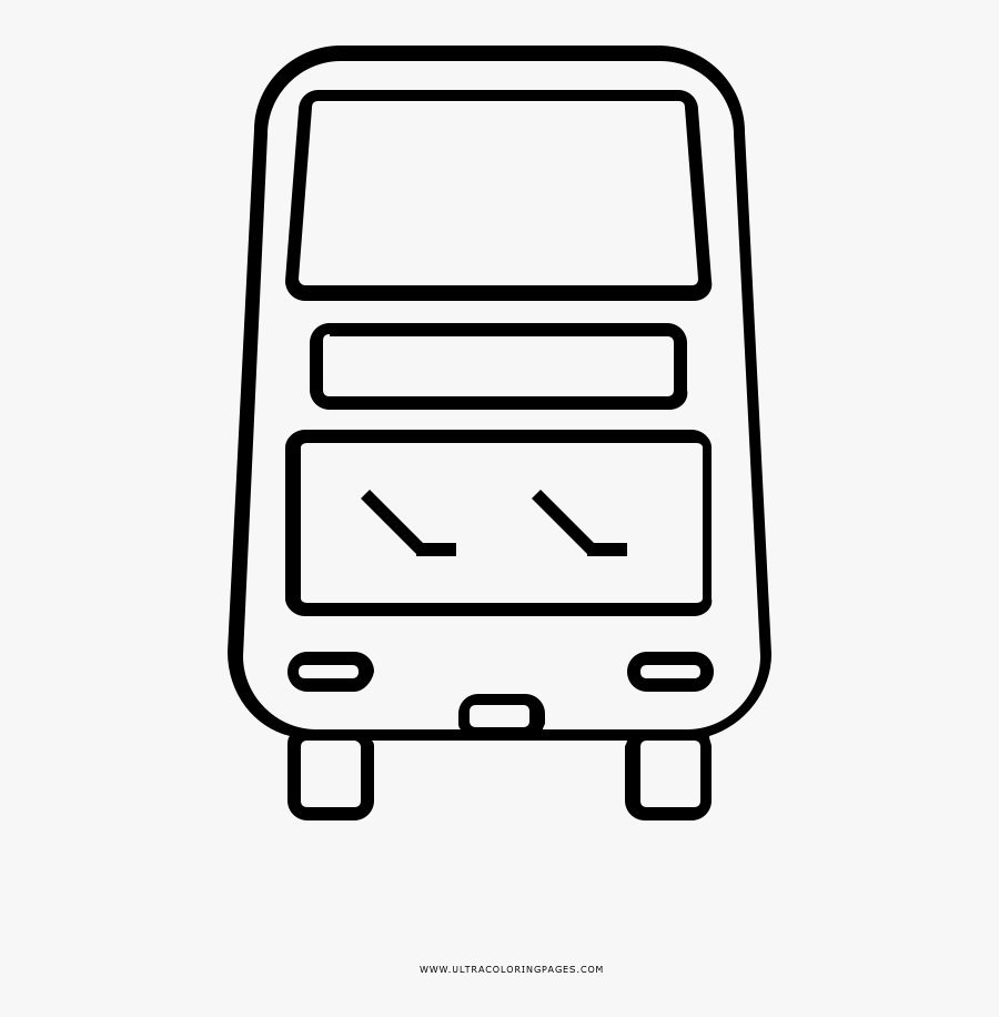Double Decker Bus Coloring Page - Line Art, Transparent Clipart