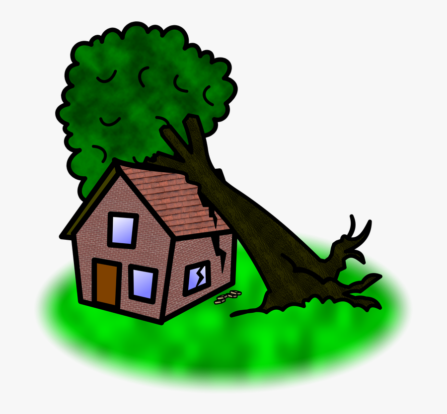 Tree Falling On House Cartoon Clipart , Png Download - Tree Falling On House Cartoon, Transparent Clipart
